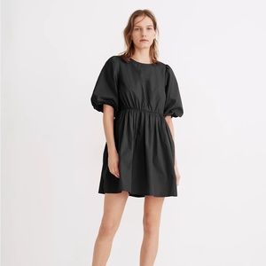 Madewell black puff sleeved dress